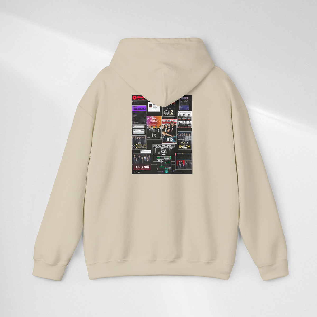 BTS Collage Hoodie — Retro Music Posters Graphic Sweatshirt