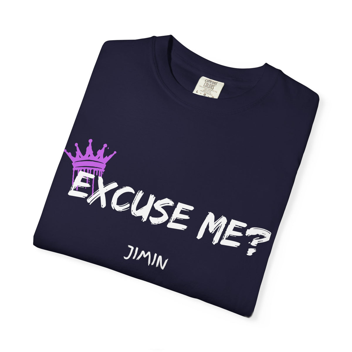 Excuse Me? Jimin T‑Shirt — BTS Fan Tee with Purple Crown Graphic