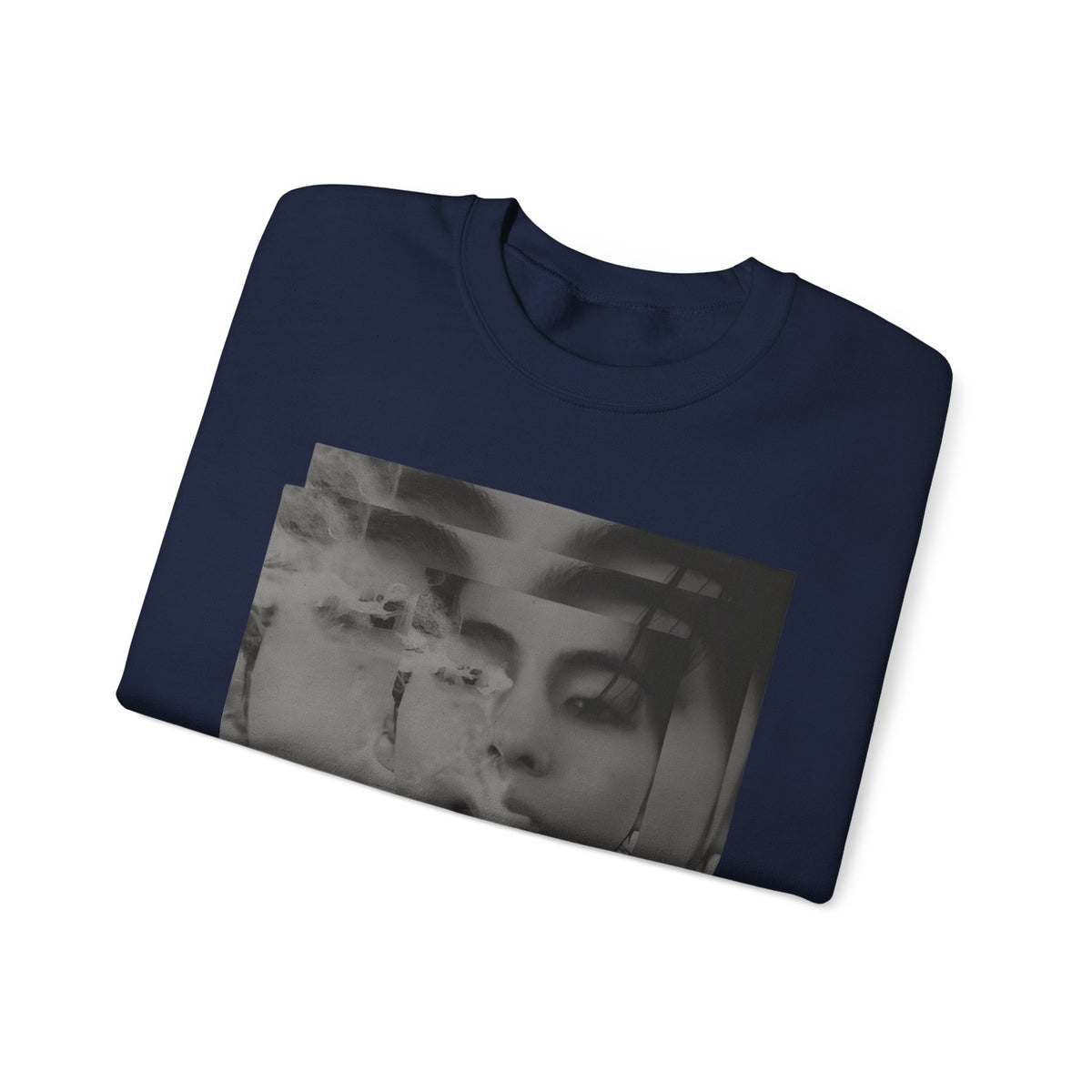 Graphic Crewneck Sweatshirt – Moody Collage Face Design