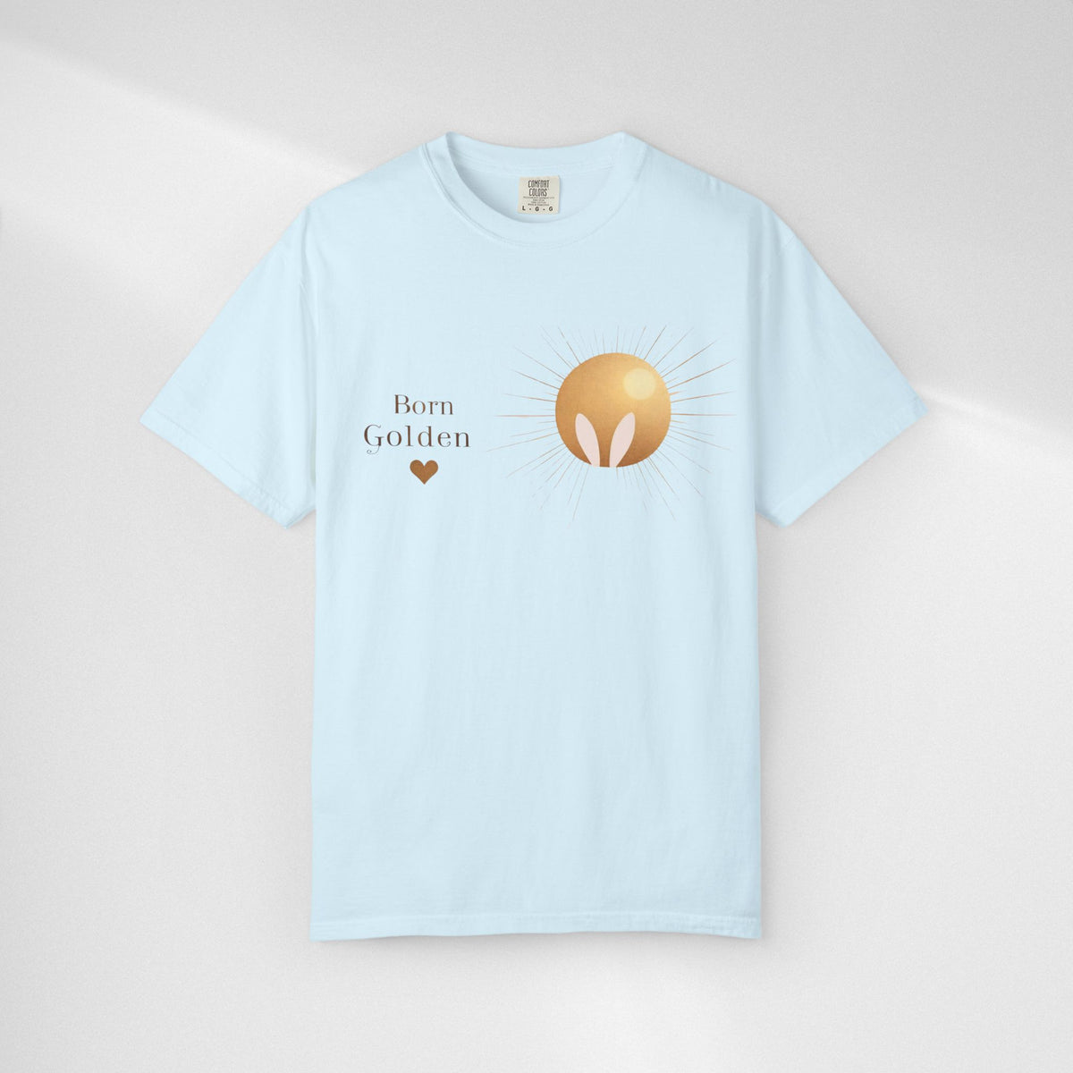 JK Born Golden Tee — Minimal Sun Badge Graphic T-Shirt
