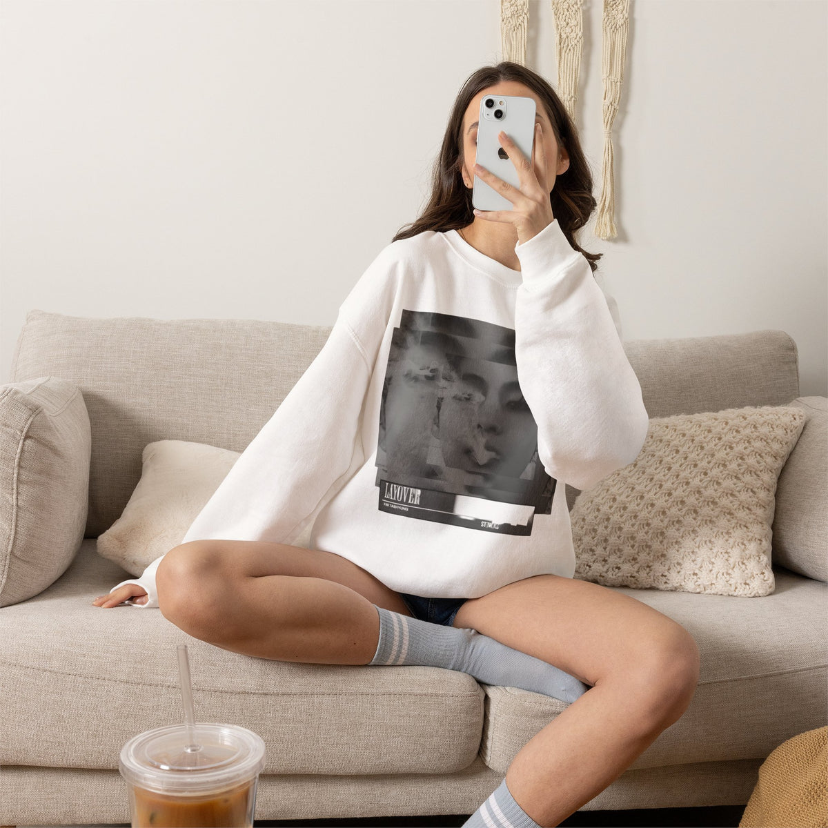 Graphic Crewneck Sweatshirt – Moody Collage Face Design