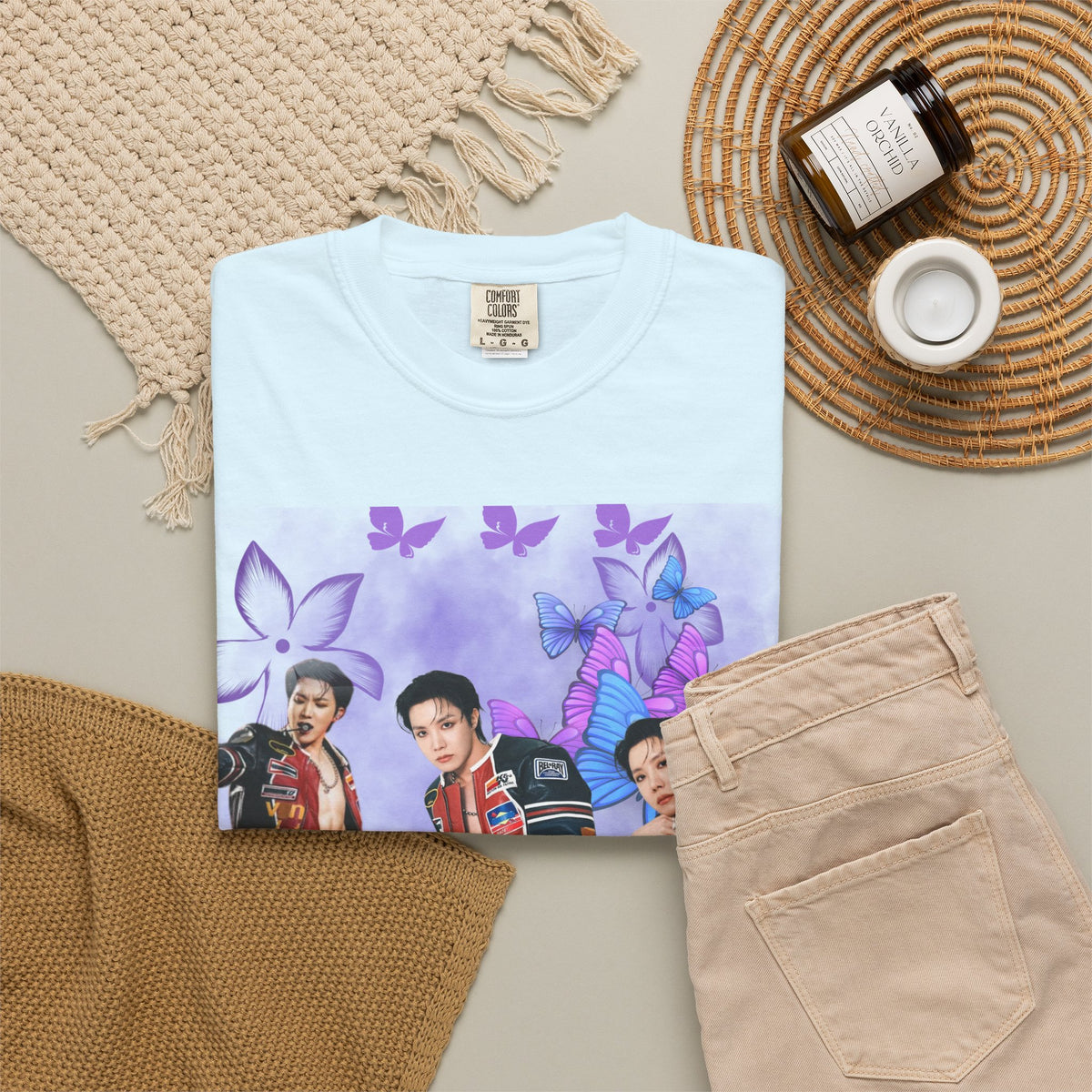 JHOPE Graphic T-Shirt — Purple Floral Portrait Tee