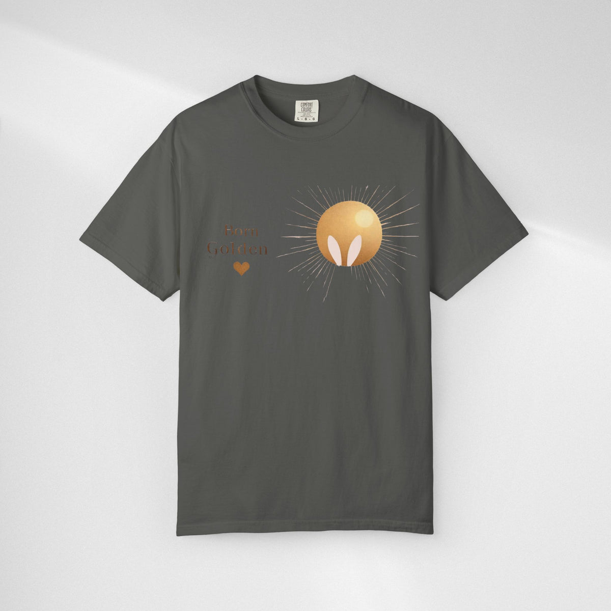 JK Born Golden Tee — Minimal Sun Badge Graphic T-Shirt