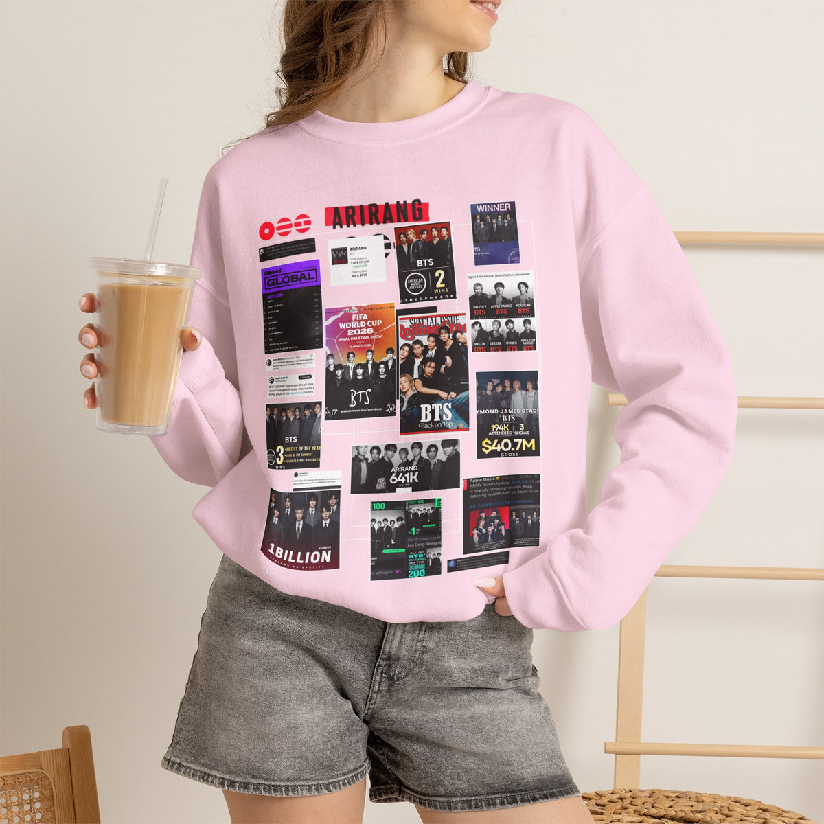 BTS Collage Graphic Crewneck Sweatshirt — Music Poster Design