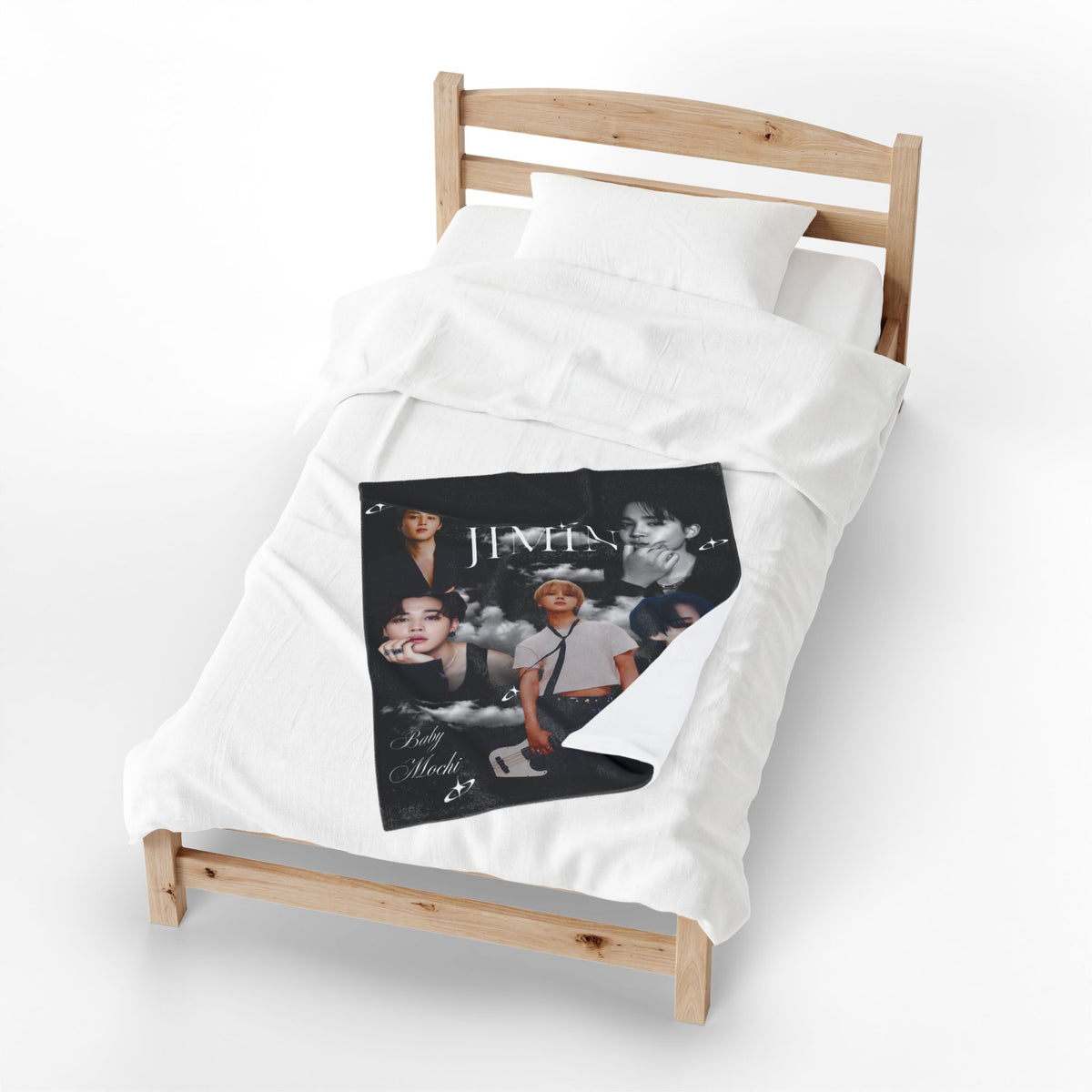 Velveteen Plush Blanket — Jimin Photo Collage Fleece Throw