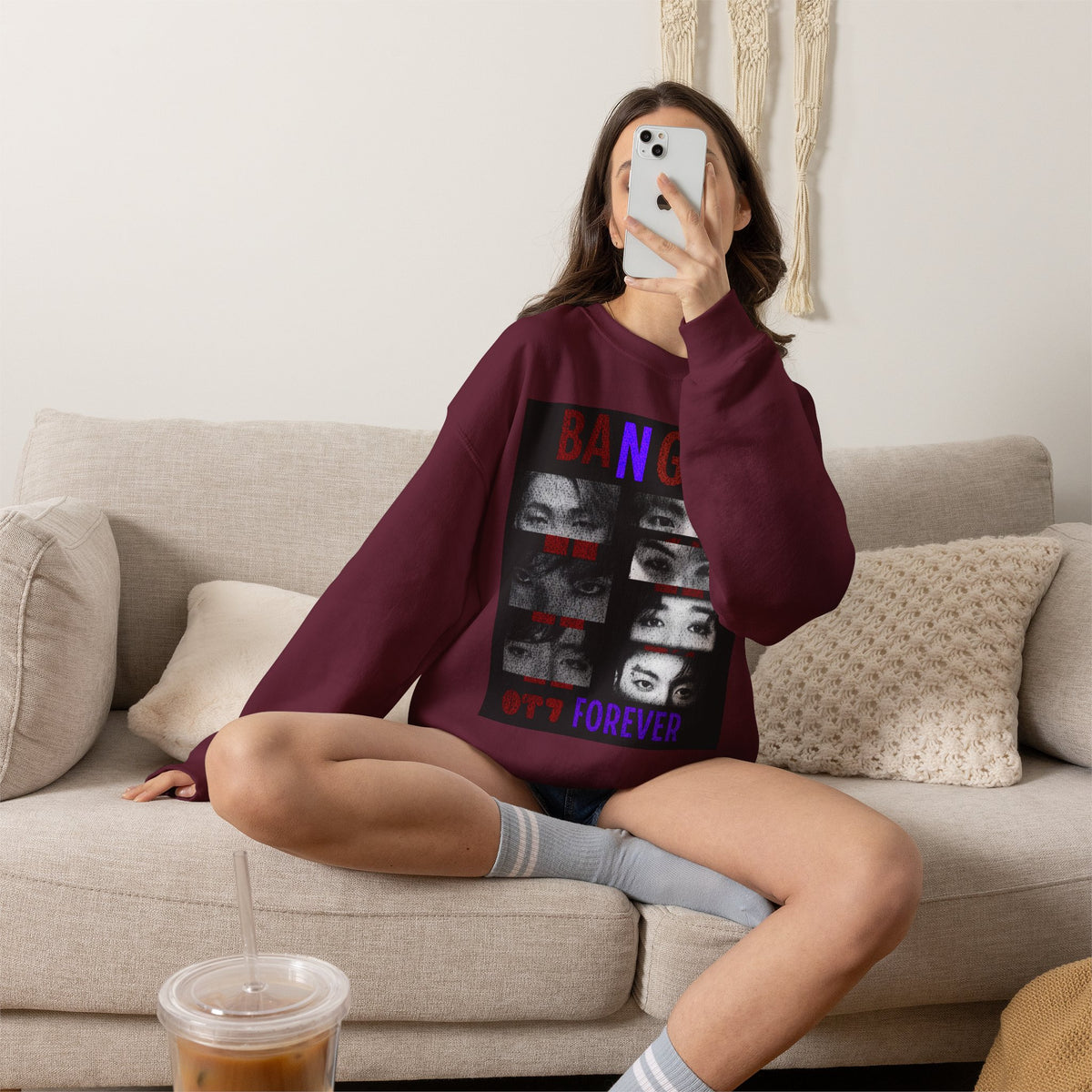 Bangtan Eyes Graphic Sweatshirt — K-Pop Fan Crewneck ("BANGTAN 07 FOREVER")