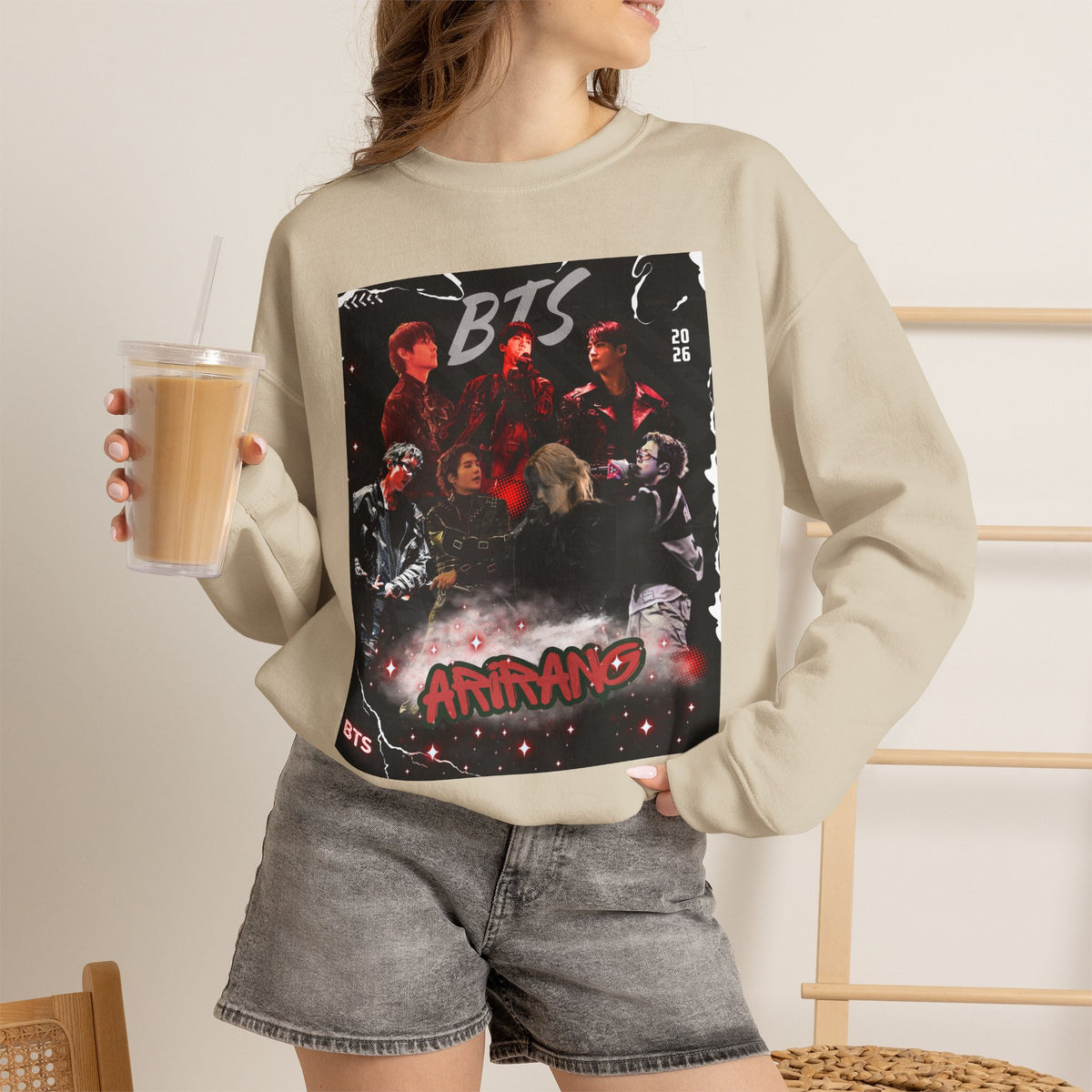 K-Pop Graphic Crewneck Sweatshirt — BTS Aesthetic Fan Design