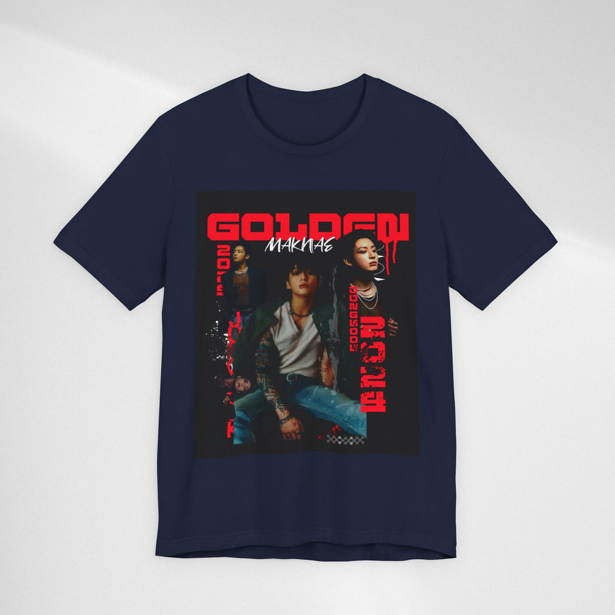 Jungkook Graphic Tee — Golden (Red Text)