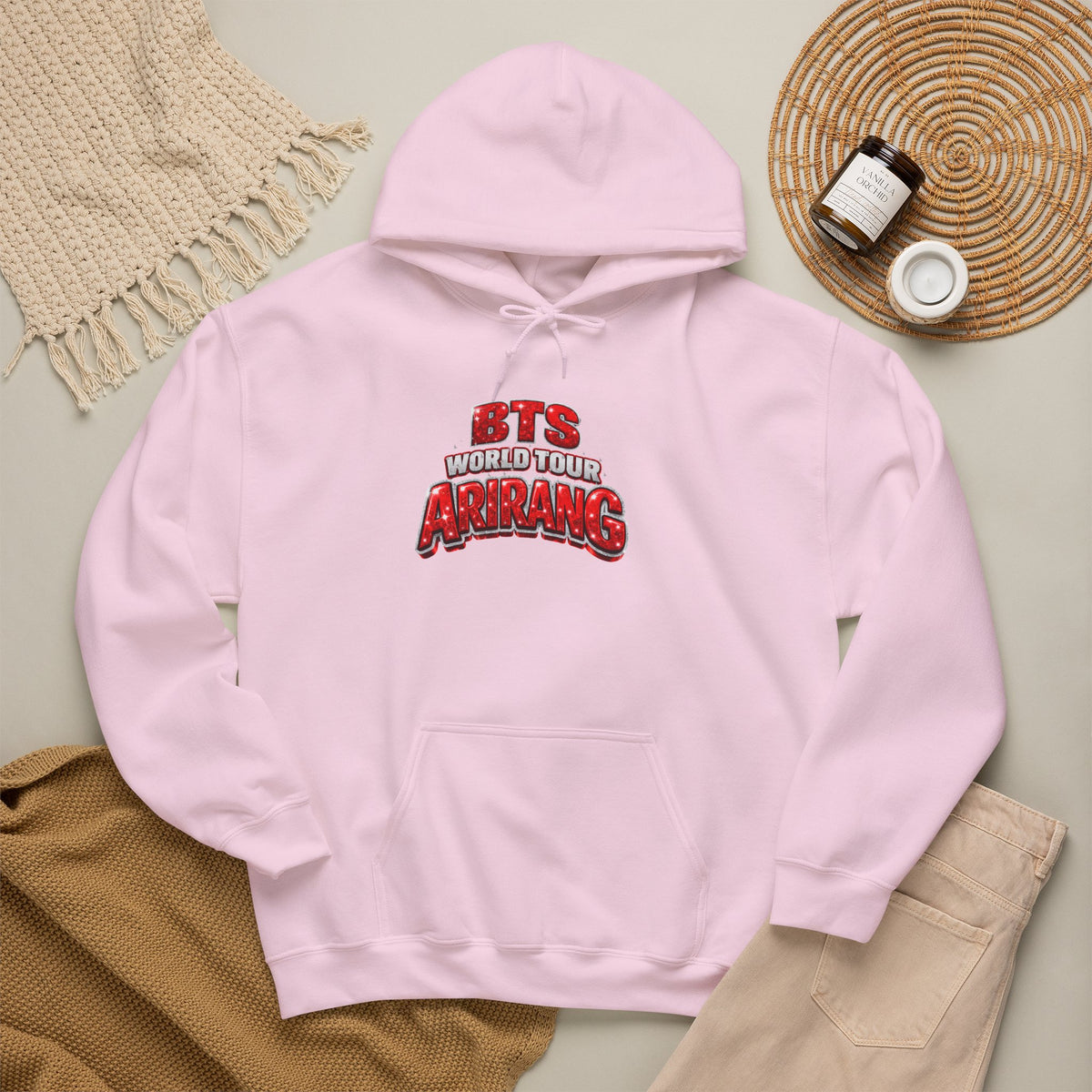 BTS Hoodie — "World Tour ARMY" Retro Red Graphic Pullover