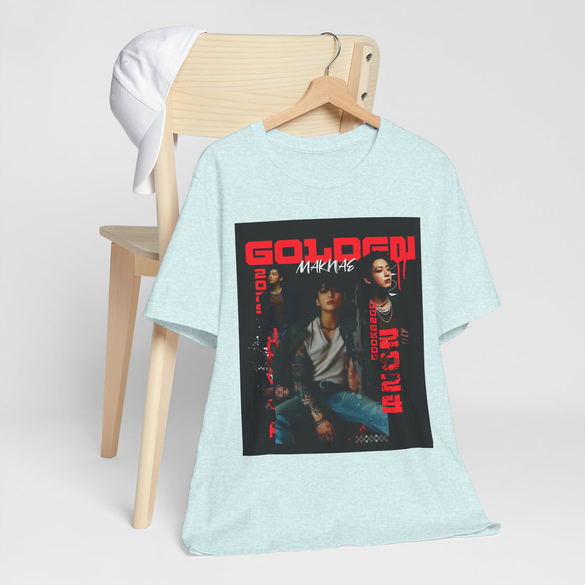 Jungkook Graphic Tee — Golden (Red Text)