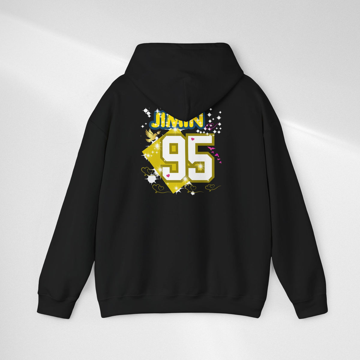 Jimin 95 Hoodie — K-Pop Fan Pullover with Photo Collage Front & Graphic Back