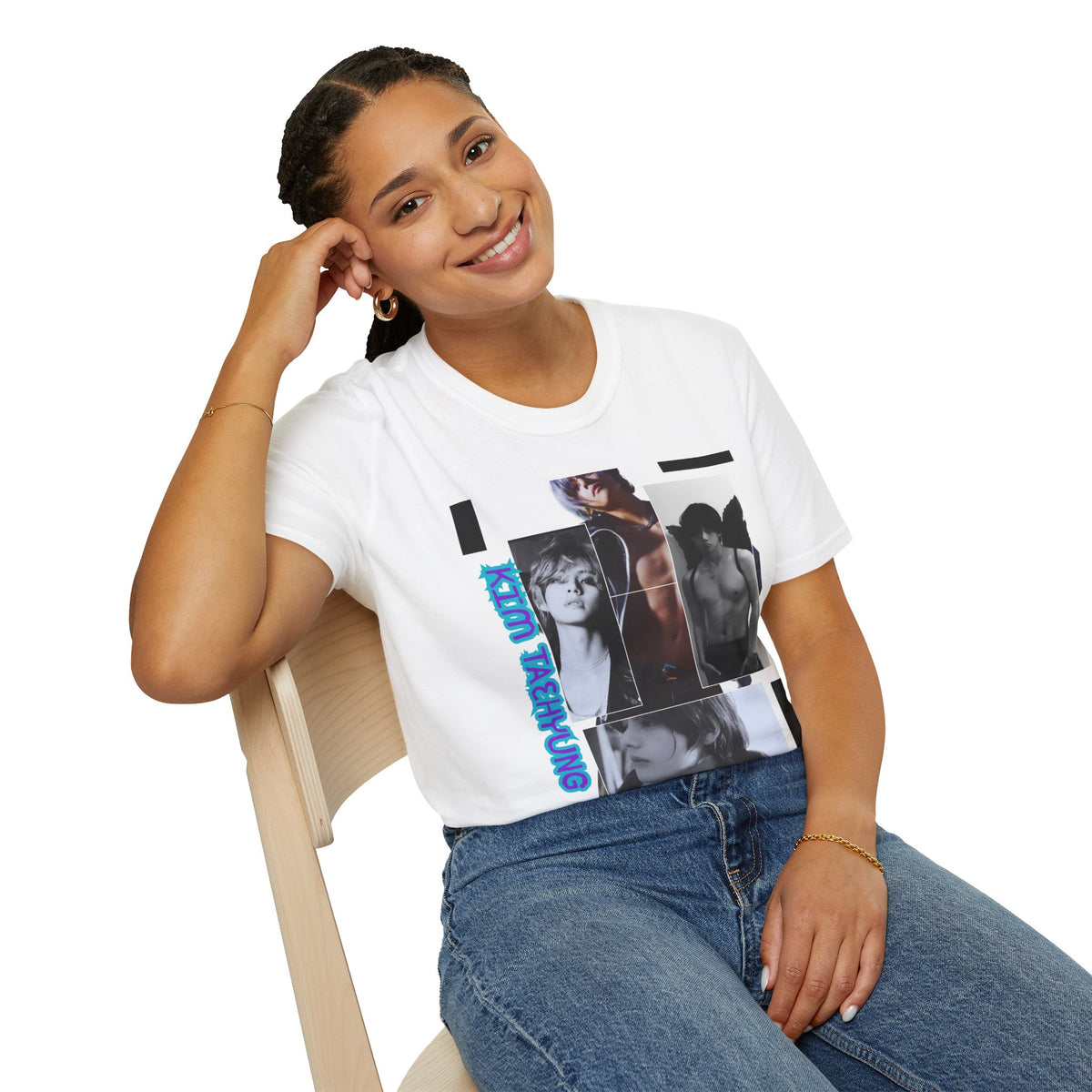 V Photo Collage Tee — Retro K-Pop Inspired Graphic T-Shirt