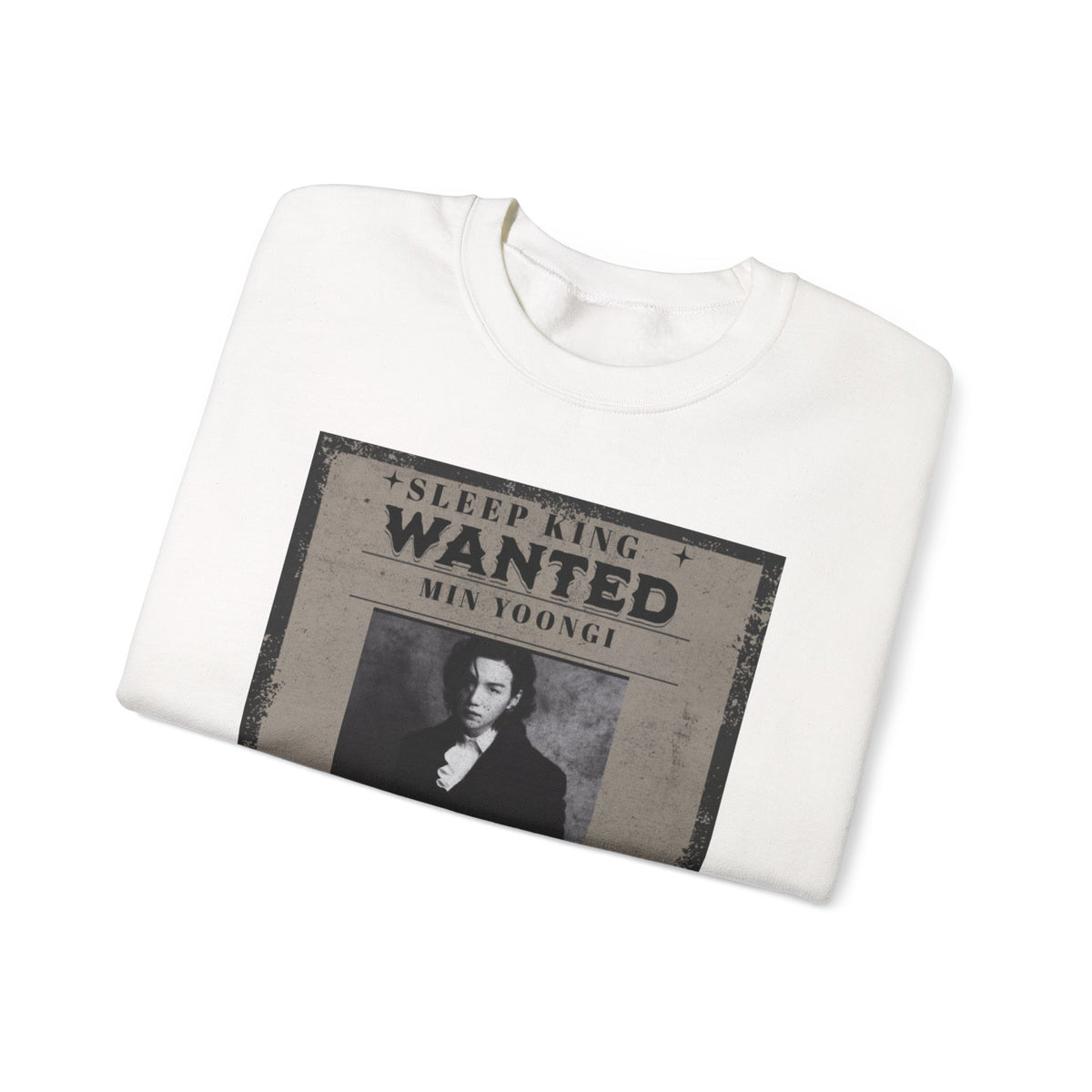 Suga Wanted Poster Crewneck Sweatshirt – Vintage 'Sleep King' Graphic