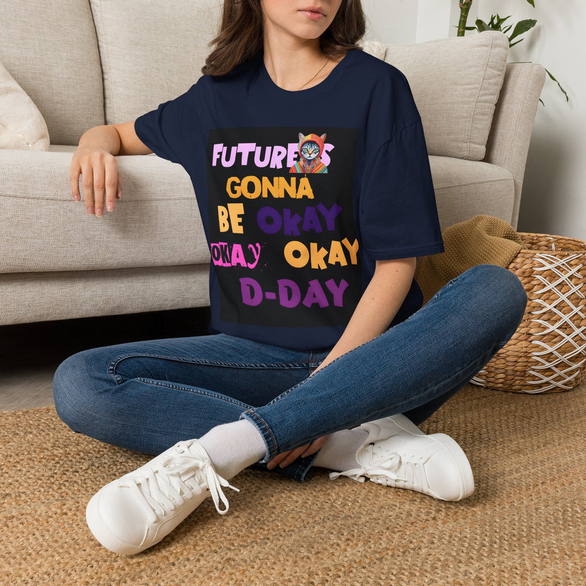 T-Shirt — “Future’s Gonna Be Okay” Positive Cat Graphic Tee
