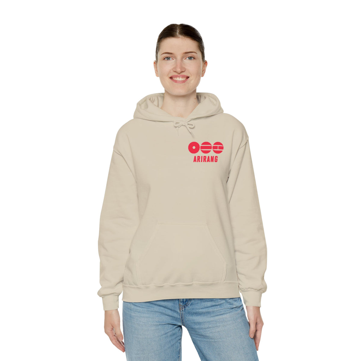 Arirang Logo Hoodie — Minimal BTS Inspired White Pullover