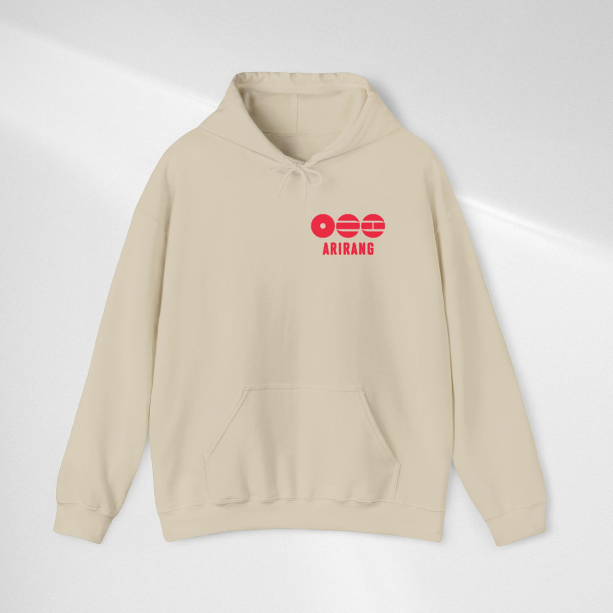 Arirang Logo Hoodie — Minimal BTS Inspired White Pullover