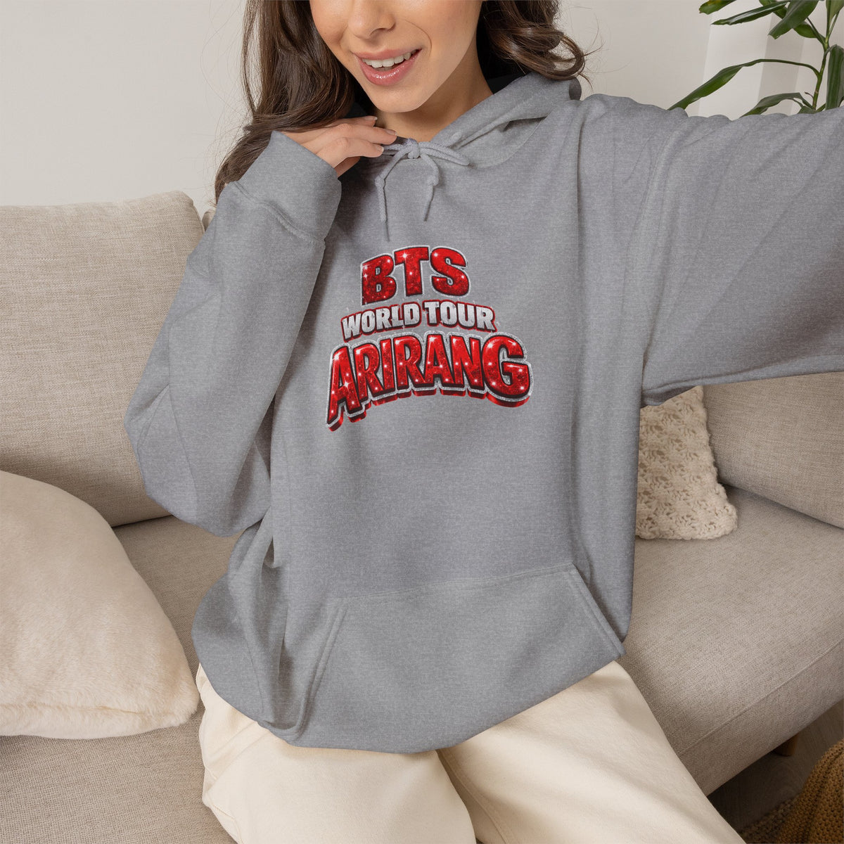 BTS Hoodie — "World Tour ARMY" Retro Red Graphic Pullover