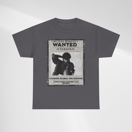 Wanted Poster Tee — 'Wanted Jungkook' Vintage K-Pop Graphic T-Shirt