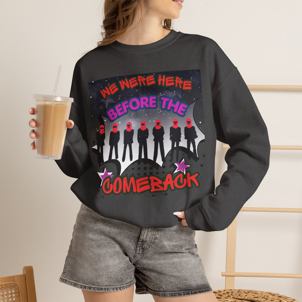 Crewneck Sweatshirt — BTS  the Comeback” Retro Pop Graphic