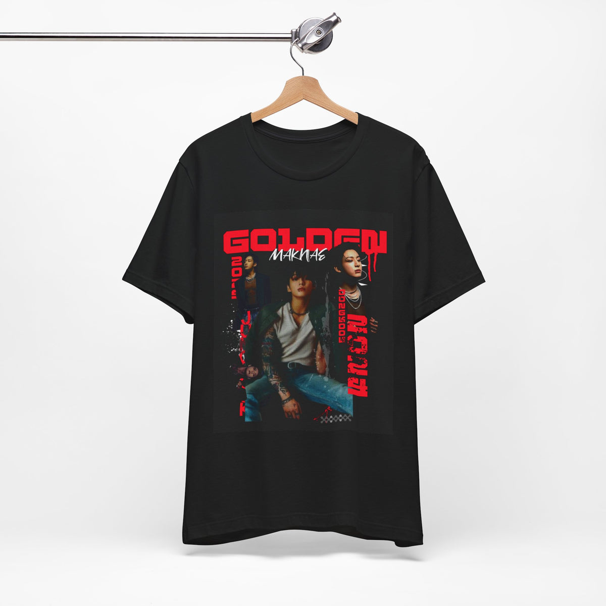 Jungkook Graphic Tee — Golden (Red Text)