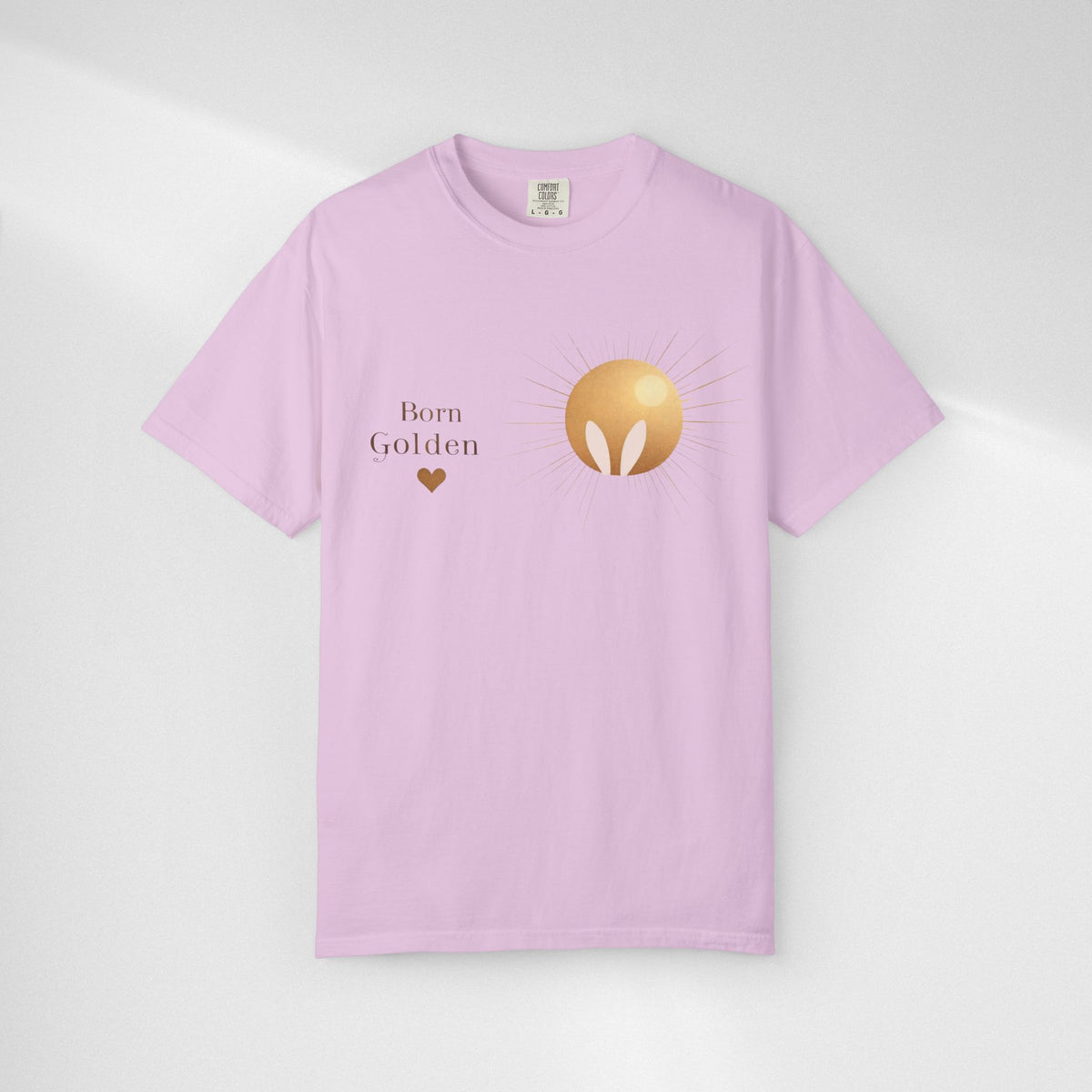 JK Born Golden Tee — Minimal Sun Badge Graphic T-Shirt