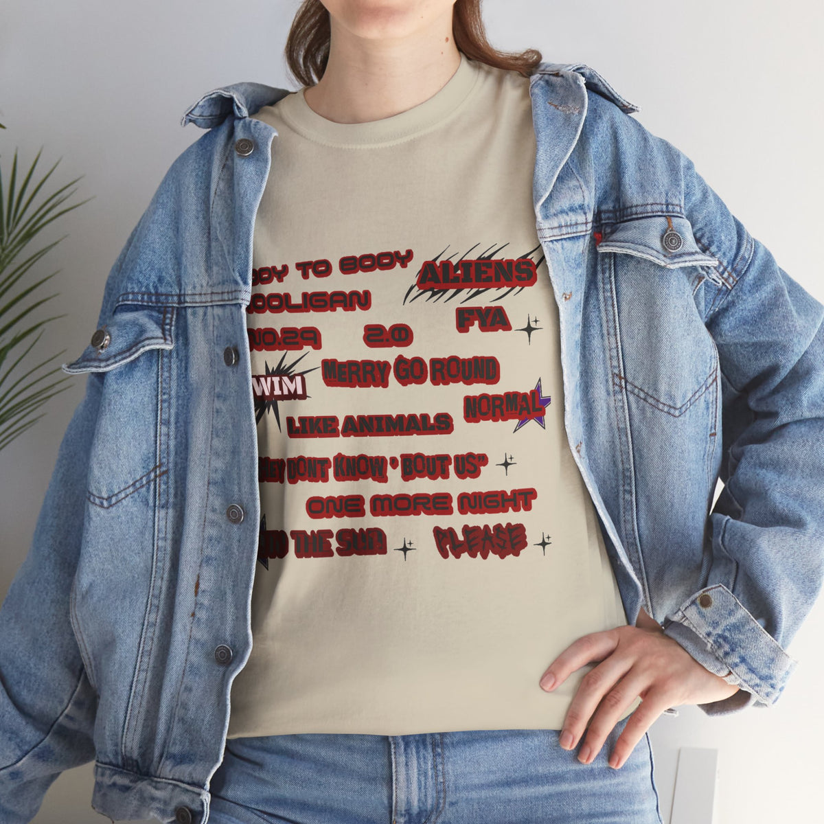 BTS ARIRANG Graphic Tee — Distorted Red Text Band Shirt