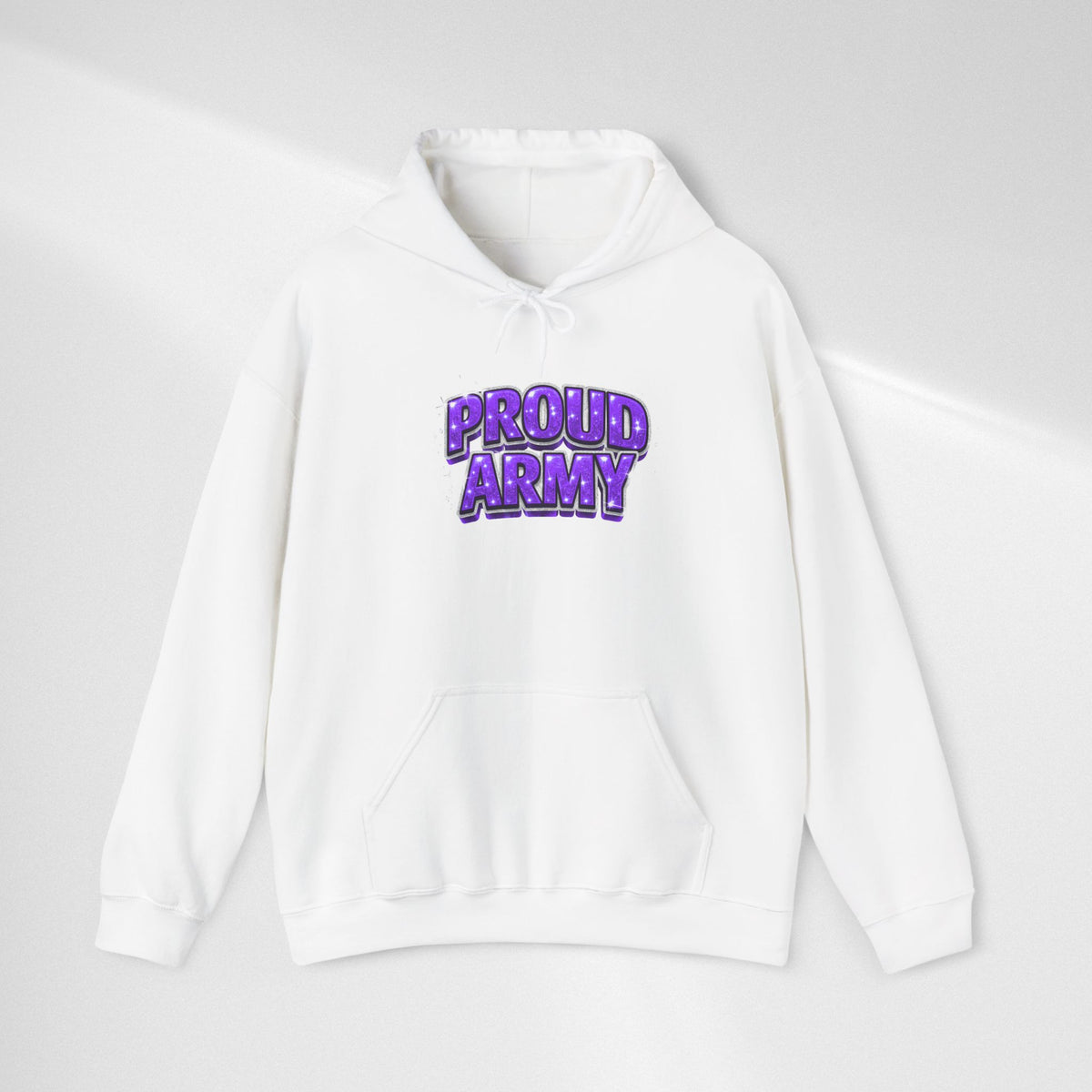 Proud Army Hoodie — Bold Purple Graphic  Pullover