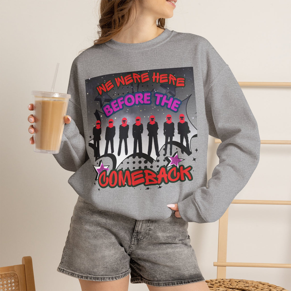Crewneck Sweatshirt — BTS  the Comeback” Retro Pop Graphic