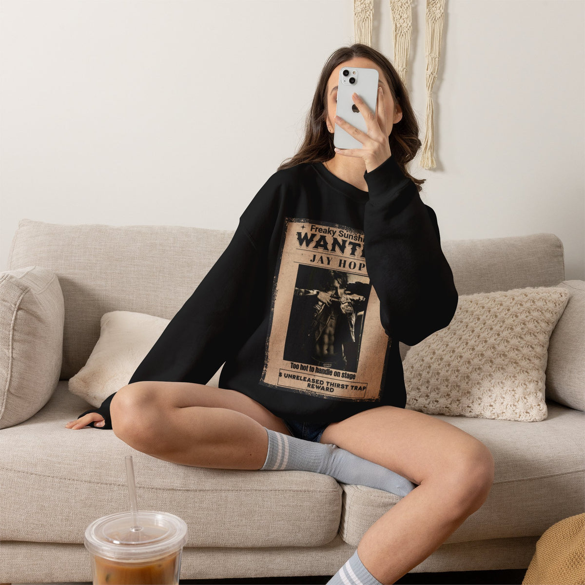 Wanted Poster Crewneck Sweatshirt – 'Freaky Sunshine: WANTED Jay Hope' Retro Graphic
