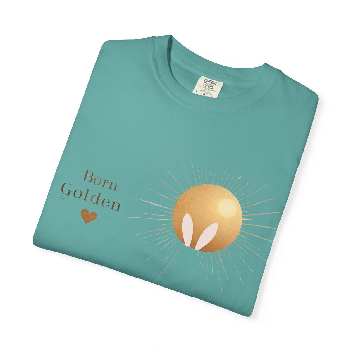 JK Born Golden Tee — Minimal Sun Badge Graphic T-Shirt