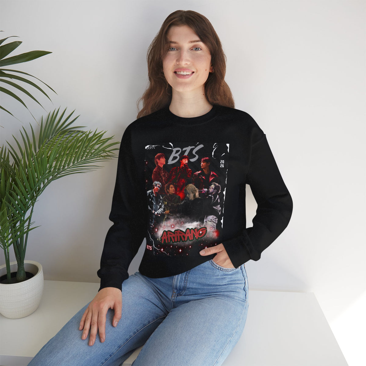 K-Pop Graphic Crewneck Sweatshirt — BTS Aesthetic Fan Design