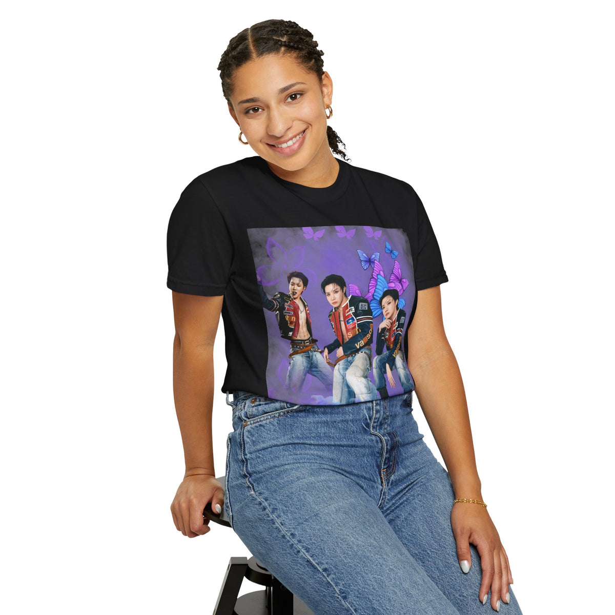 JHOPE Graphic T-Shirt — Purple Floral Portrait Tee