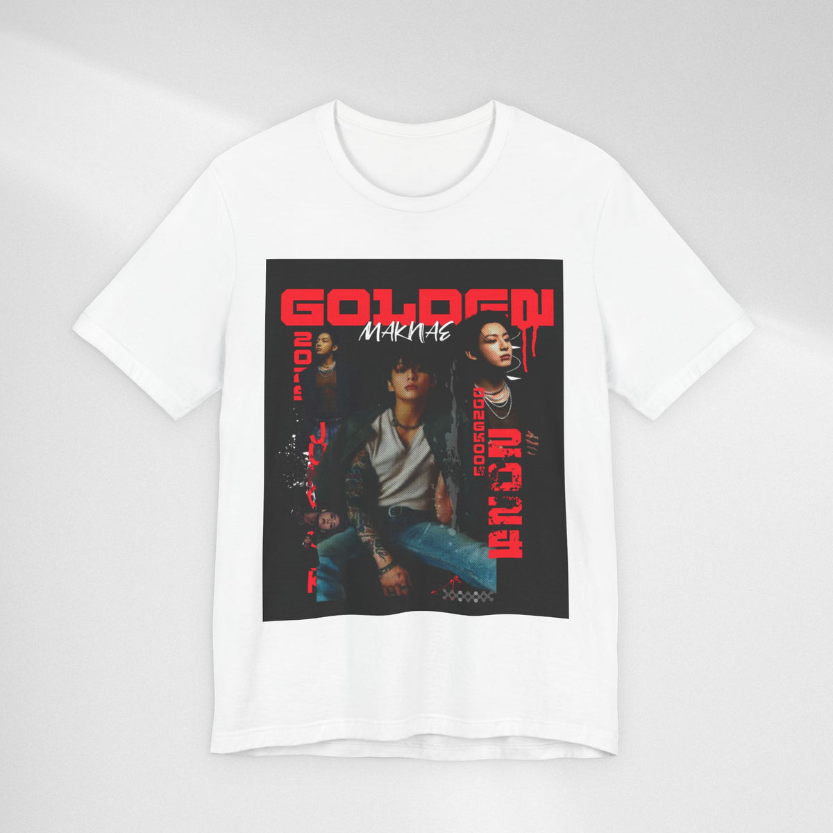 Jungkook Graphic Tee — Golden (Red Text)