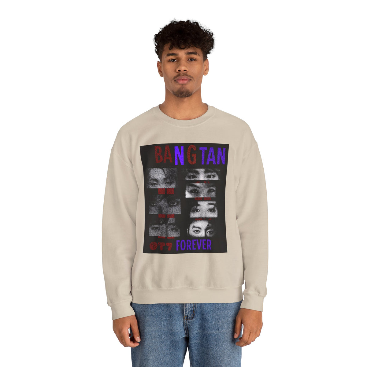 Bangtan Eyes Graphic Sweatshirt — K-Pop Fan Crewneck ("BANGTAN 07 FOREVER")