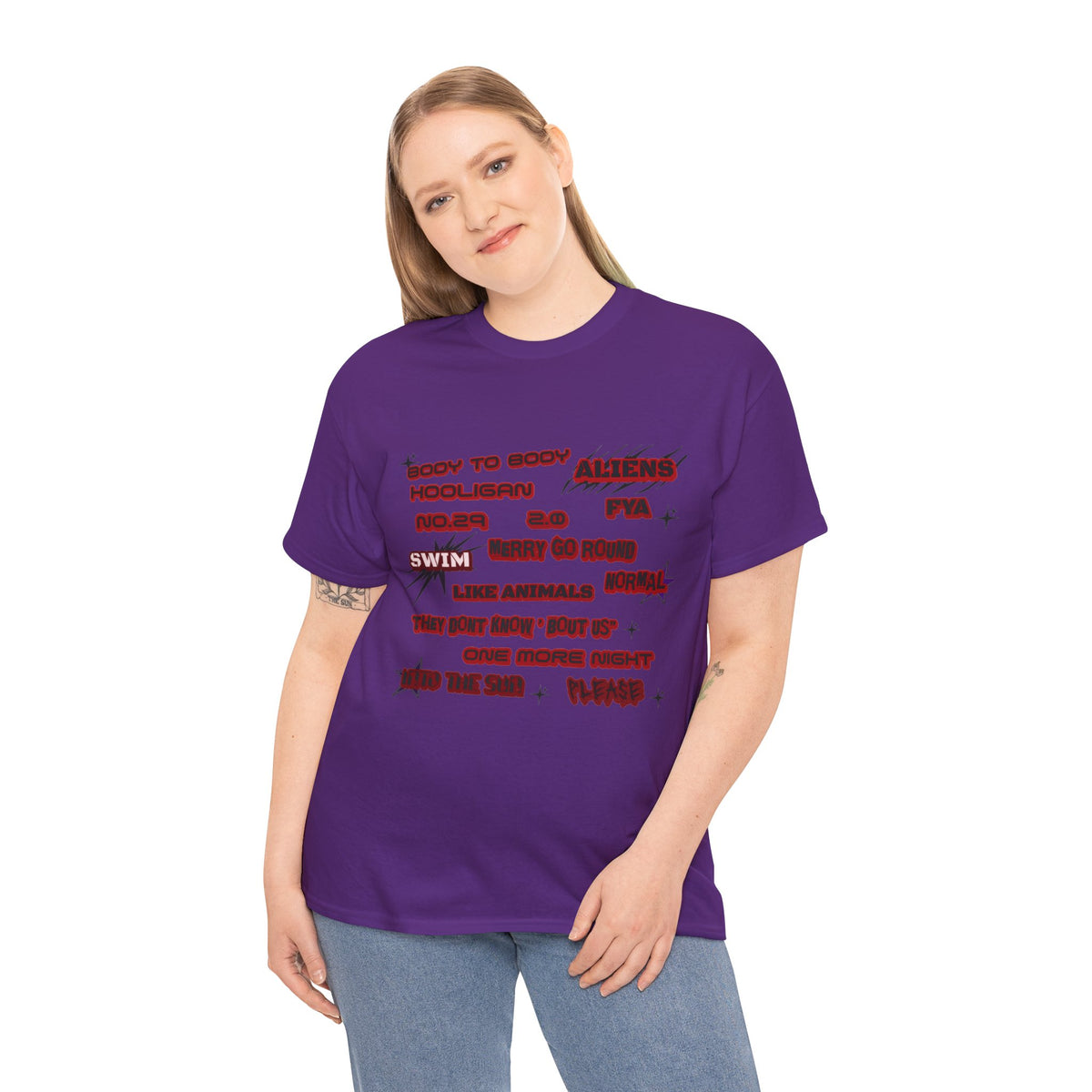 BTS ARIRANG Graphic Tee — Distorted Red Text Band Shirt