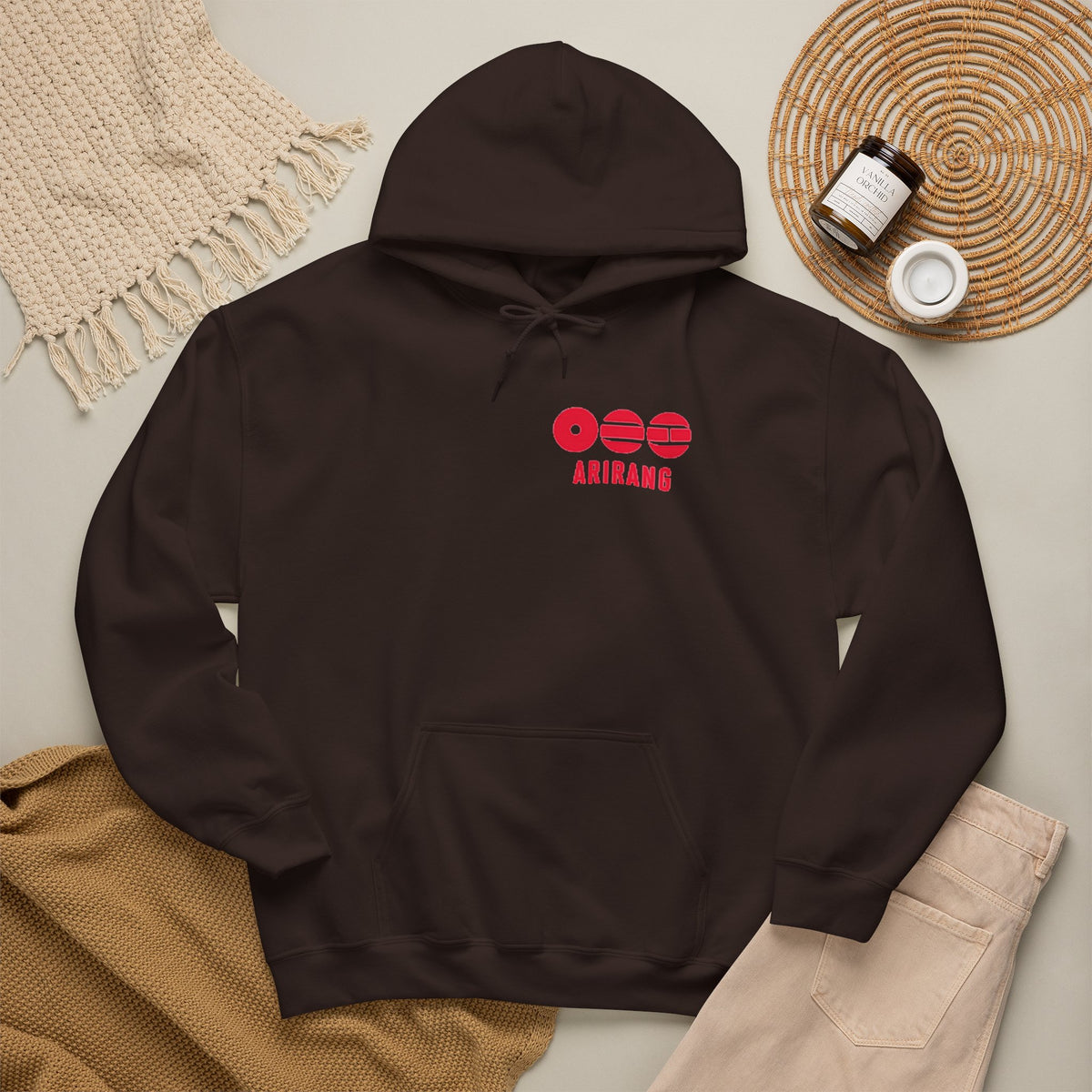 Arirang Logo Hoodie — Minimal BTS Inspired White Pullover
