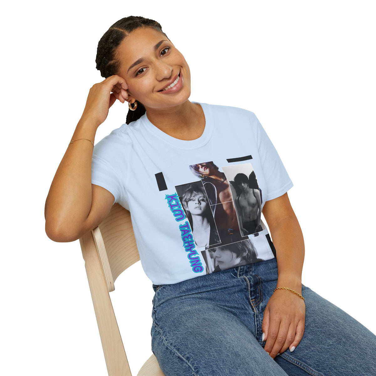 V Photo Collage Tee — Retro K-Pop Inspired Graphic T-Shirt