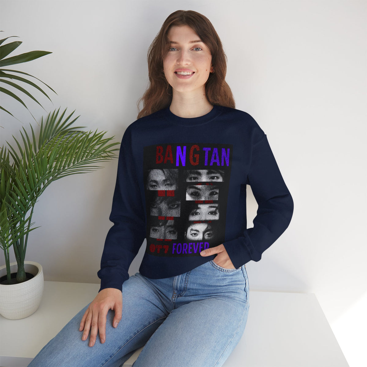 Bangtan Eyes Graphic Sweatshirt — K-Pop Fan Crewneck ("BANGTAN 07 FOREVER")
