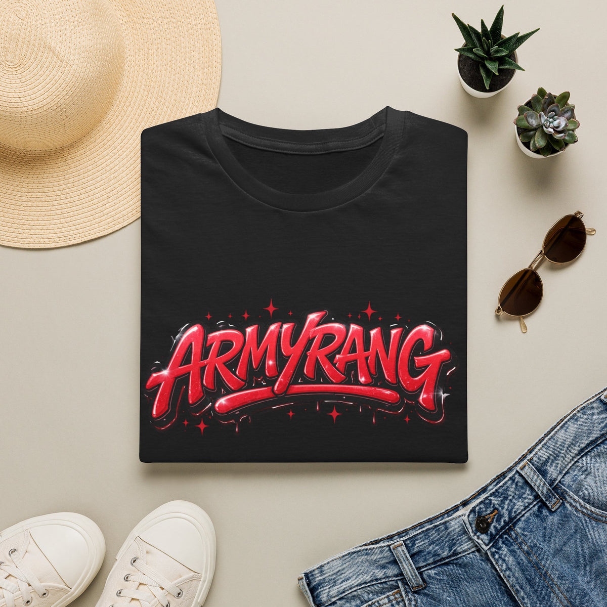 ArmyRang Graphic T-Shirt — Red Graffiti Streetwear Tee
