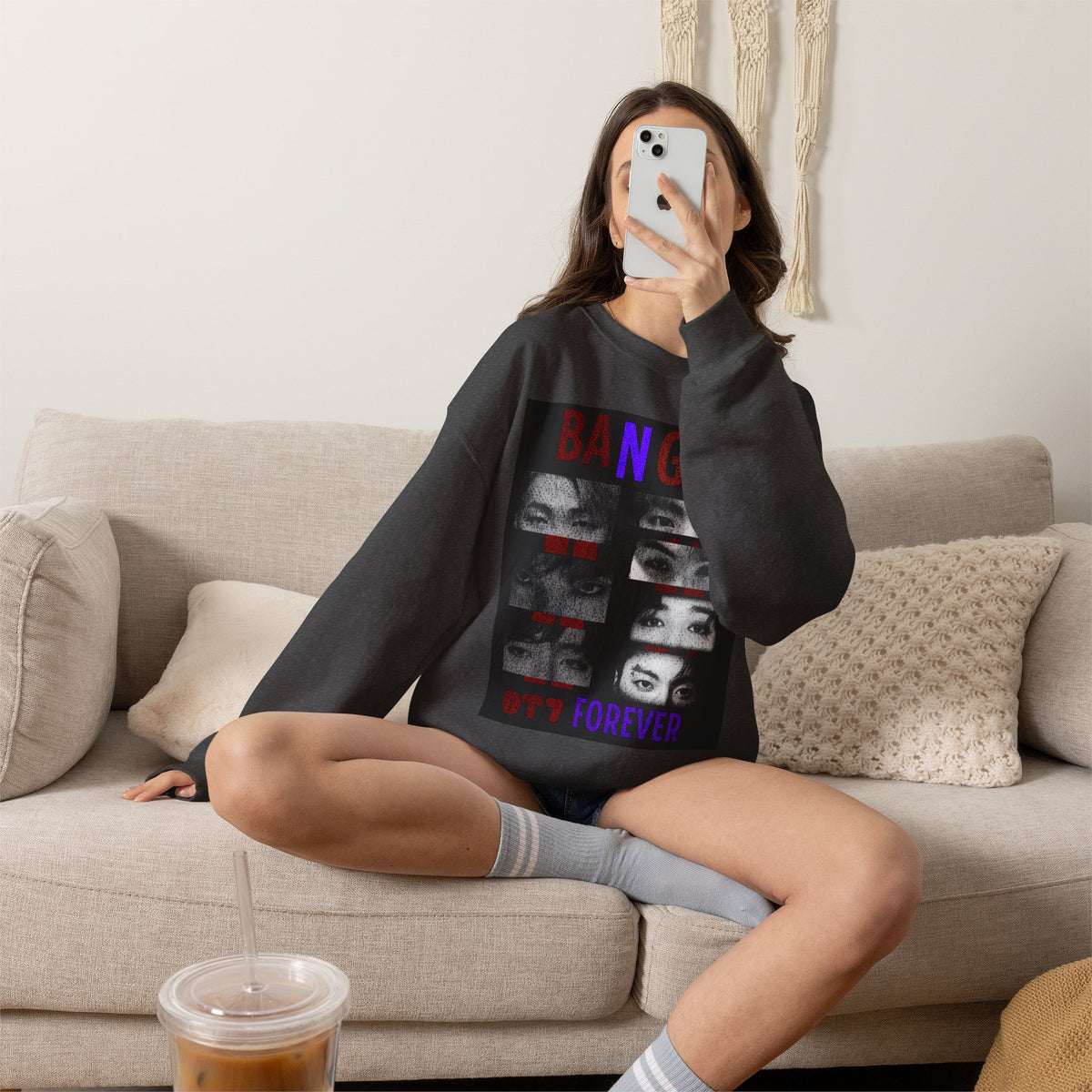 Bangtan Eyes Graphic Sweatshirt — K-Pop Fan Crewneck ("BANGTAN 07 FOREVER")