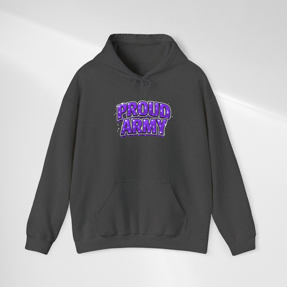 Proud Army Hoodie — Bold Purple Graphic  Pullover
