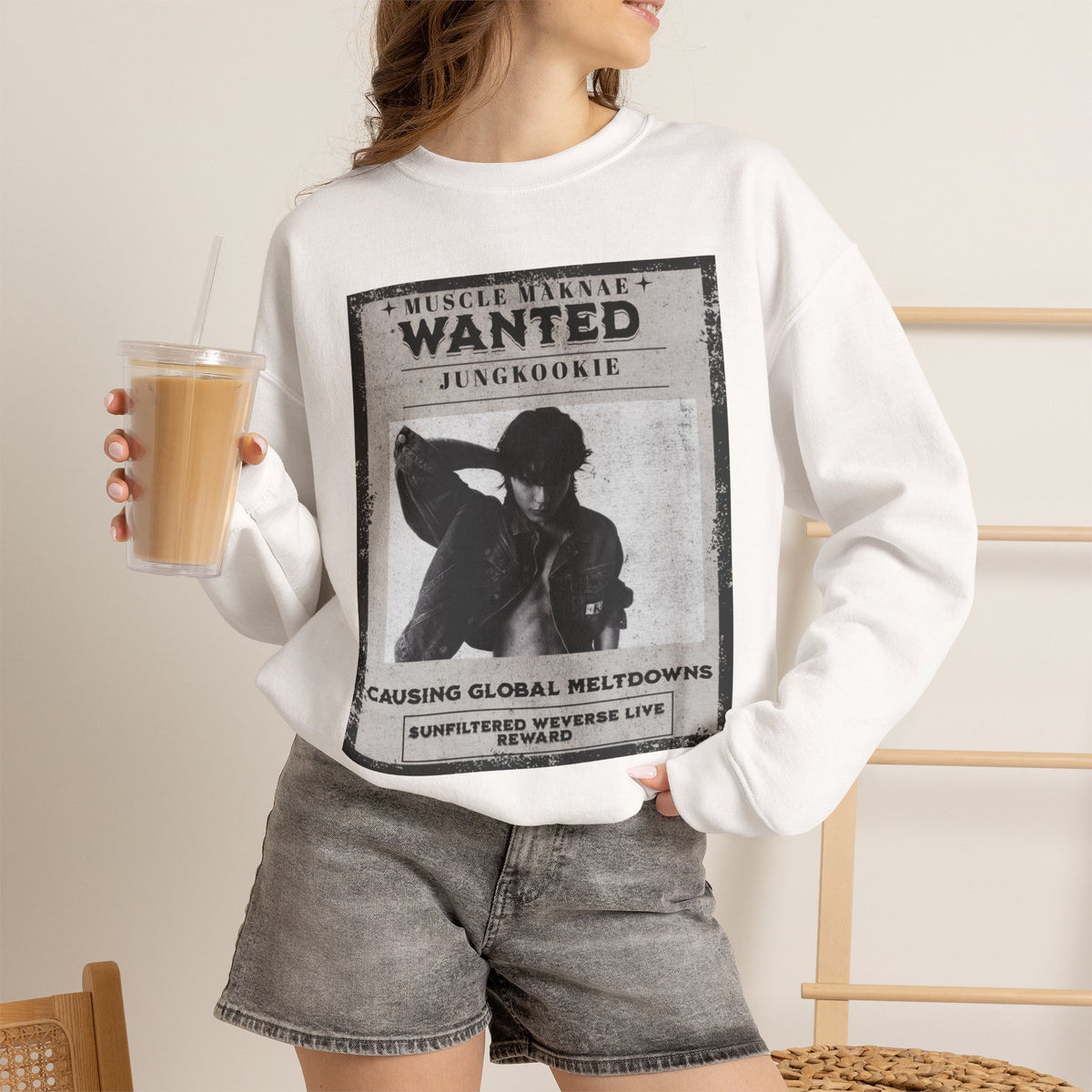 Wanted Poster Crewneck Sweatshirt — Vintage 'Wanted' Graphic Pullover