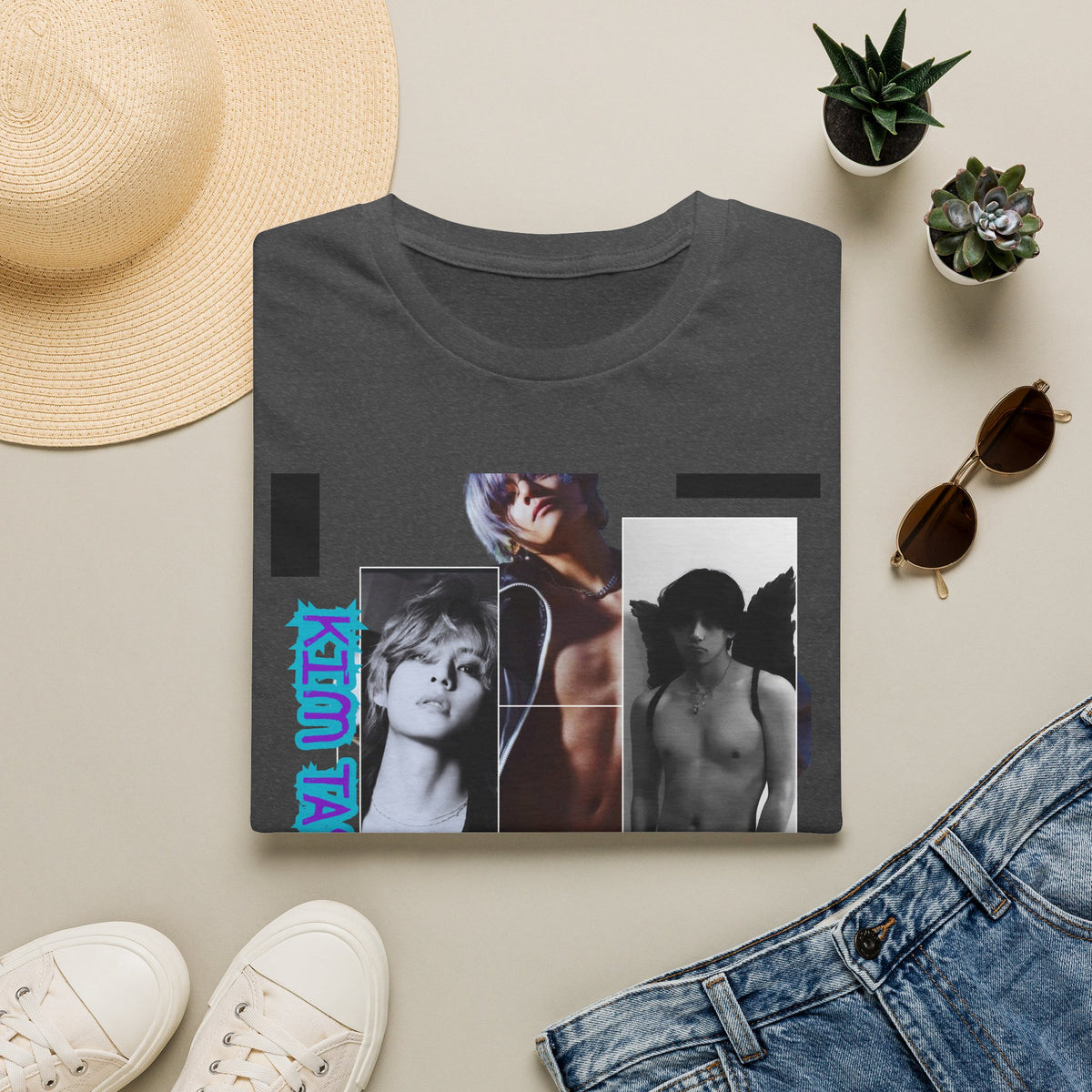 V Photo Collage Tee — Retro K-Pop Inspired Graphic T-Shirt