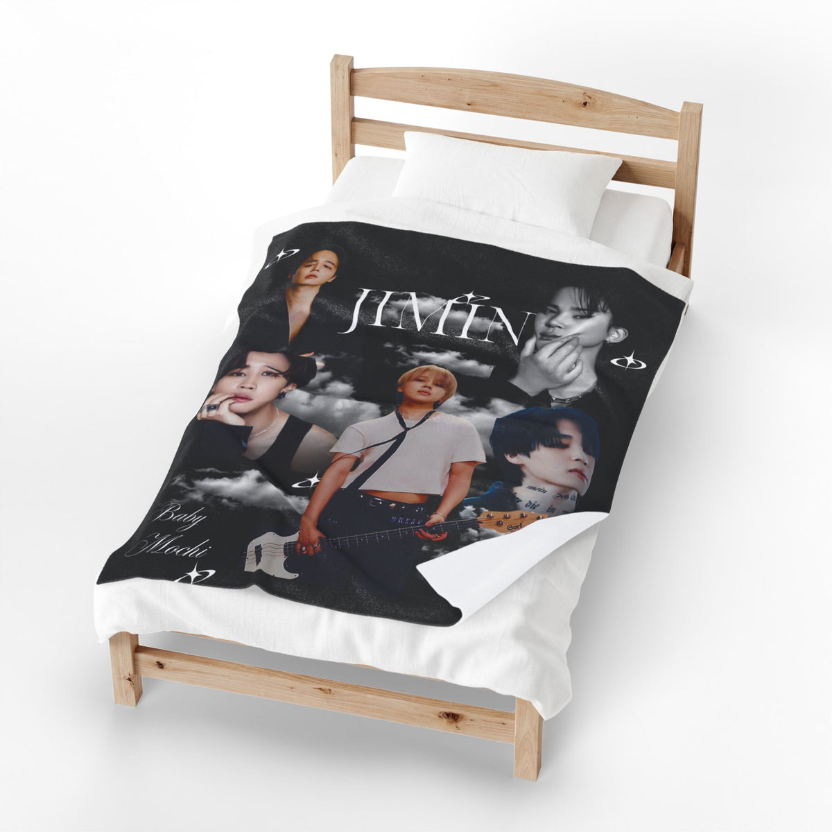 Velveteen Plush Blanket — Jimin Photo Collage Fleece Throw