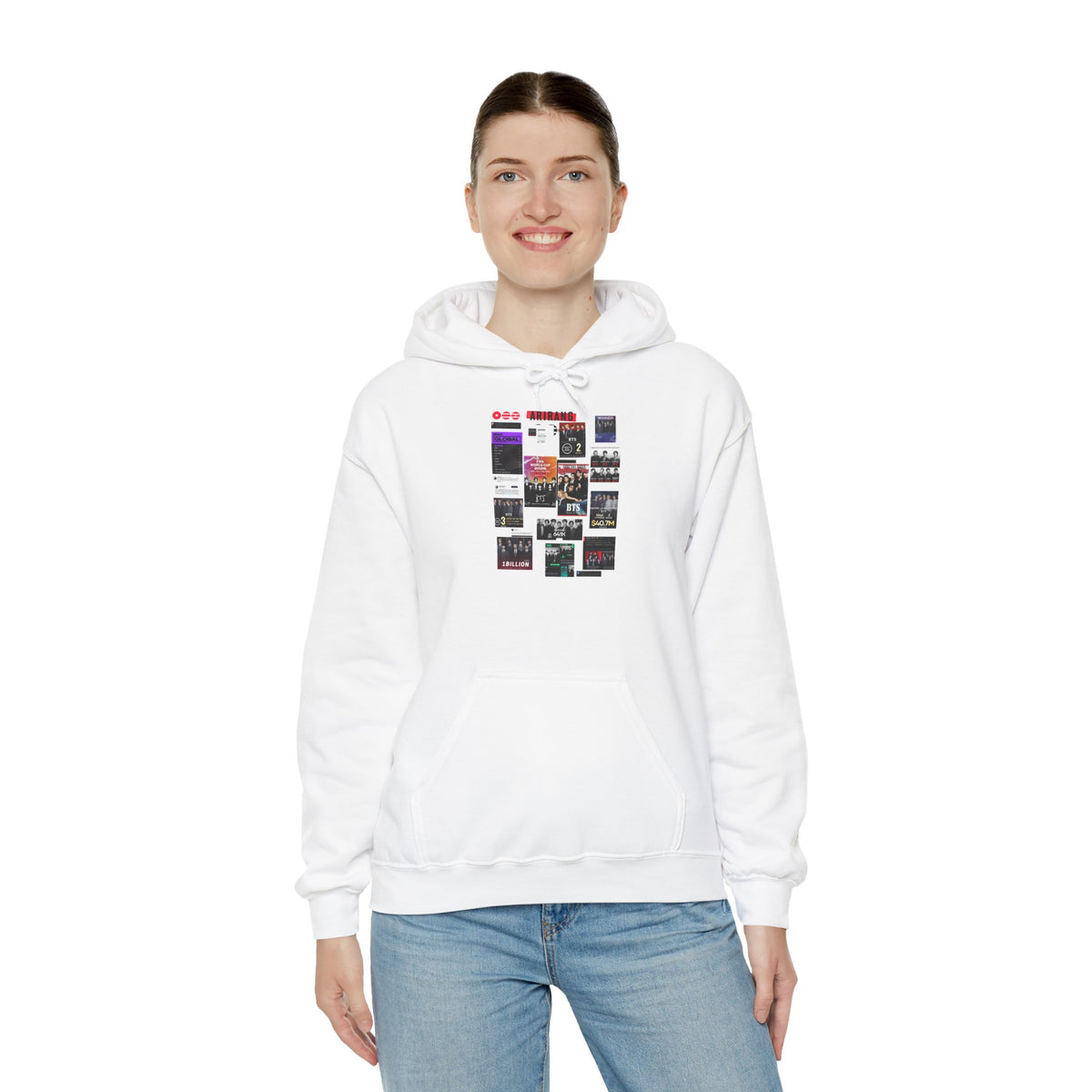 BTS Collage Hoodie — Retro Music Posters Graphic Sweatshirt