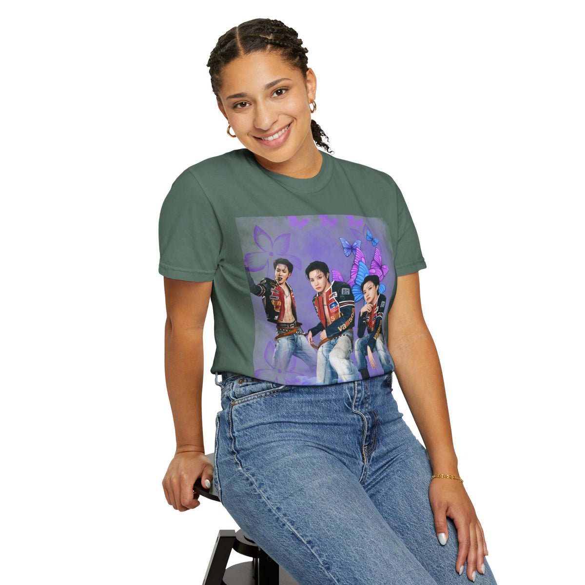 JHOPE Graphic T-Shirt — Purple Floral Portrait Tee