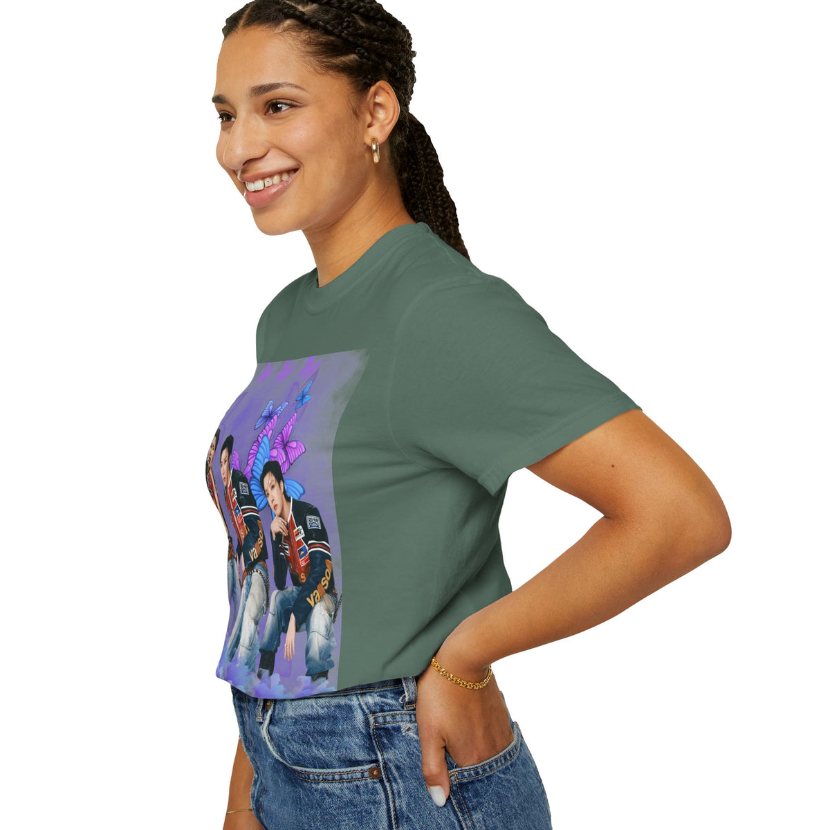 JHOPE Graphic T-Shirt — Purple Floral Portrait Tee