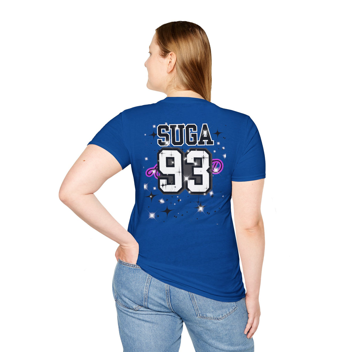 Vintage K-Pop Idol Graphic Tee — "SUGA 93" Sparkle Jersey Shirt
