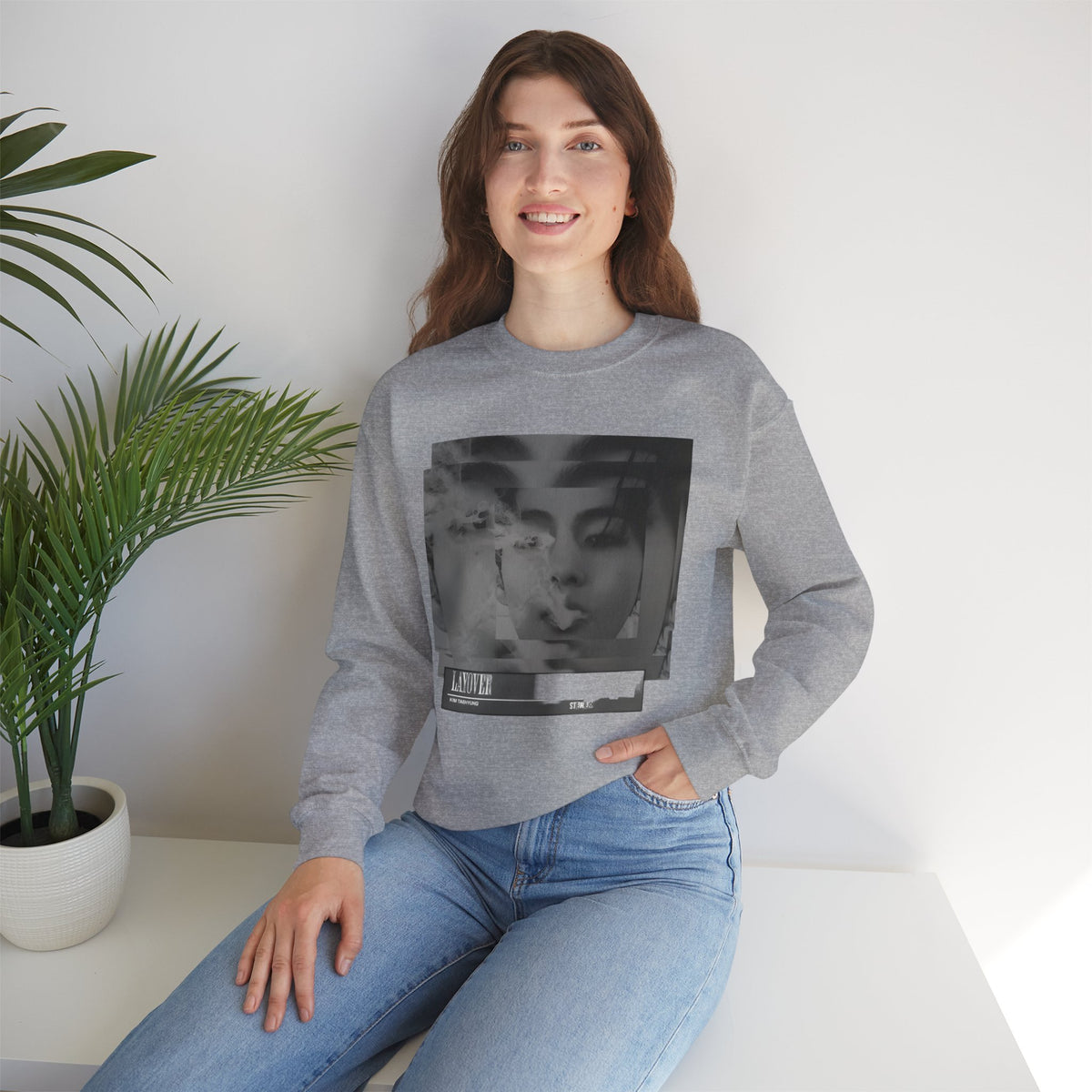 Graphic Crewneck Sweatshirt – Moody Collage Face Design
