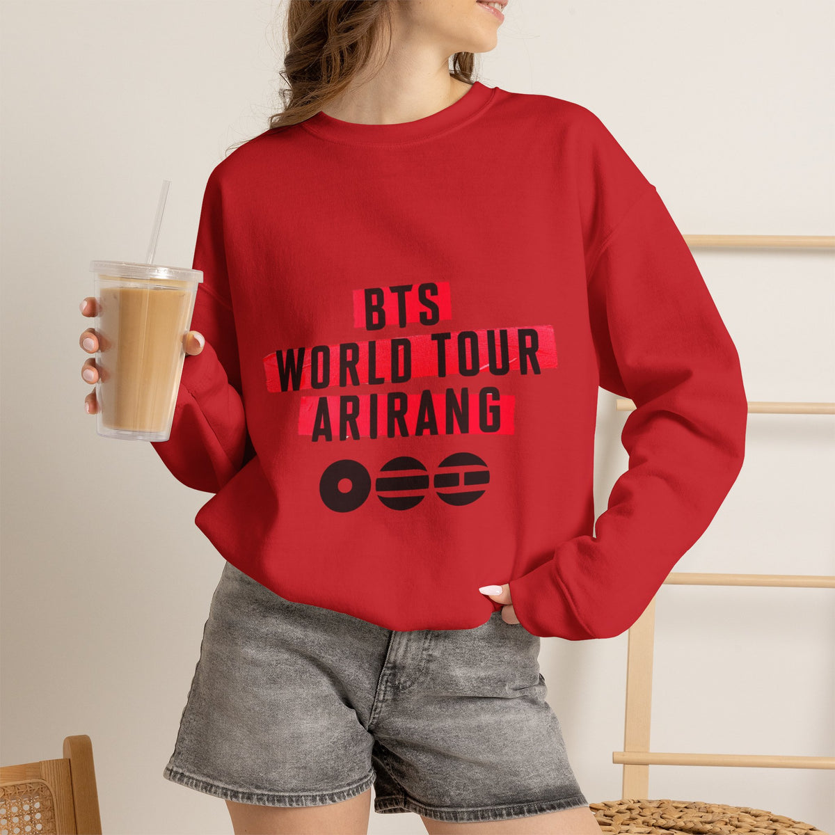 BTS ARMY Crewneck Sweatshirt — “BTS World Tour Arirang” Front & “Army Forever Bangtan Forever” Back